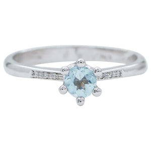 Topaz, Diamonds, 18 Karat White Gold Solitaire Ring