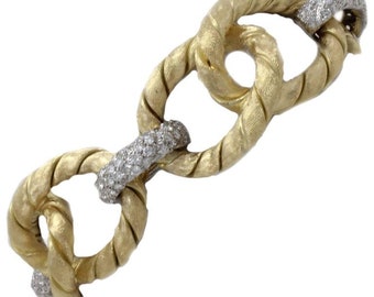 Diamond and 18 kt Yellow Gold Link Bracelet