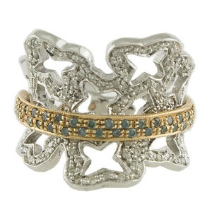 White and Fancy Diamonds Cocktail 18 kt Gold Ring