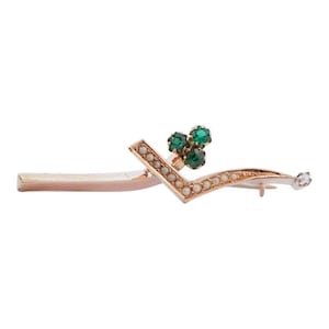 Green Stones, Pearls, 18 Karat Gold and 12 Karat Gold Brooch.