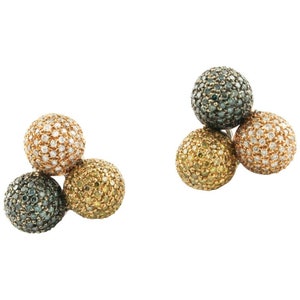 Fancy Diamond,18 kt Rose Gold Spheres Earrings