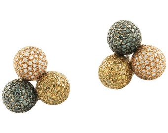 Fancy Diamond,18 kt Rose Gold Spheres Earrings