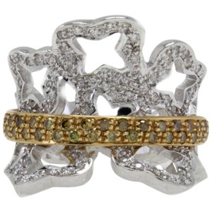 White and Fancy Diamonds Cocktail Gold Ring