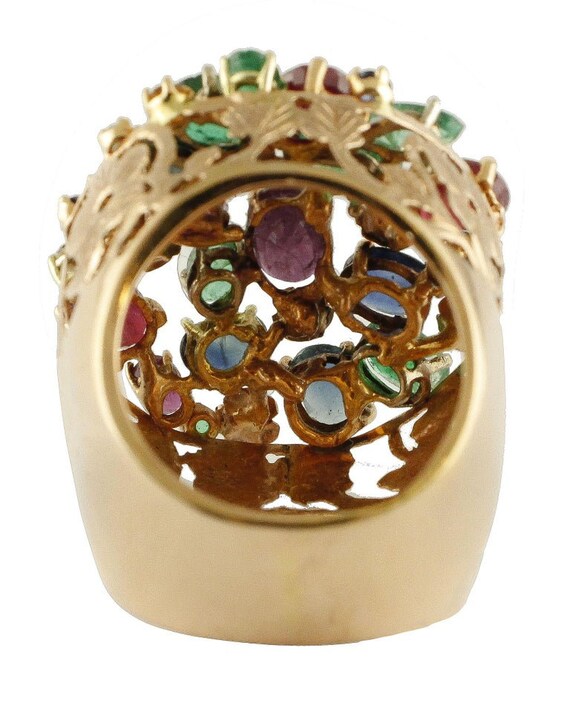 Handcrafted Gold Diamond Ruby Sapphire Emerald Cl… - image 3