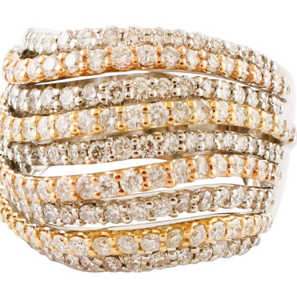 Diamonds, 18 Karat White, Rose and Yellow Gold Band Ring