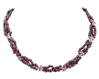 Garnets, Diamonds, Torchon Retrò Necklace