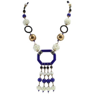 Pearl Onyx Silver Gold Stone Gold Necklace