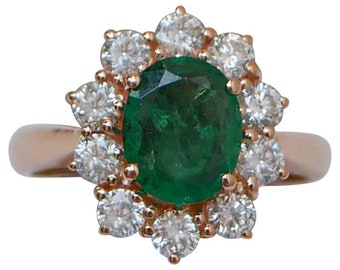 Emerald, Diamonds, 18 Karat Rose Gold Ring.