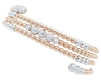 Diamonds,18 Karat Rose and White Gold Modern Bracelet.