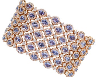 Tanzanite, Diamonds, 14 Karat Rose Gold Bracelet