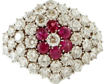 Diamonds and Rubies, White Gold Ring