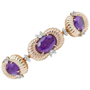 Amethysts,Diamonds,14 Karat Rose and White Gold Bracelet.