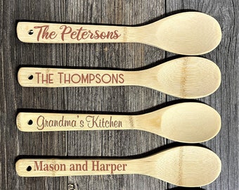 Engraved Bamboo Spoon, Wooden Spoon Personalized, Bamboo Spoon, Cooking Gift, Chef Gift, Kitchen Gadget, Wooden Spoon, Fathers day gift