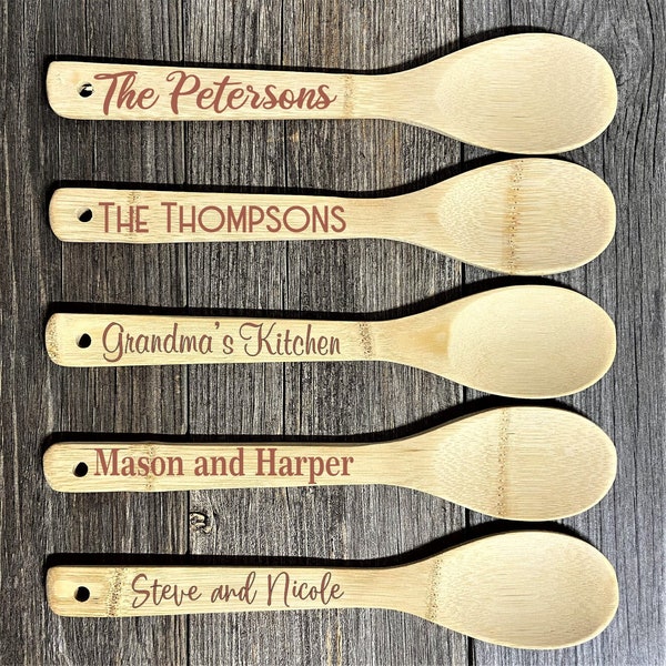 Engraved Bamboo Spoon, Wooden Spoon Personalized, Bamboo Spoon, Cooking Gift, Chef Gift, Kitchen Gadget, Wooden Spoon, Fathers day gift