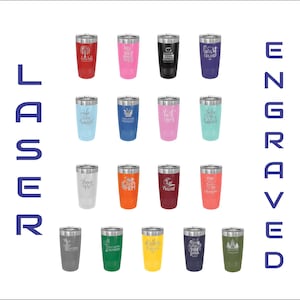 Personalized Laser Engraved 20oz Tumbler: Powder Coated Stainless Steel
