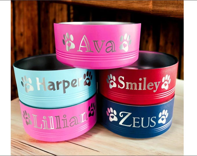 Featured listing image: Personalized Stainless Steel Pet Bowl – Custom Engraved Dog Dish