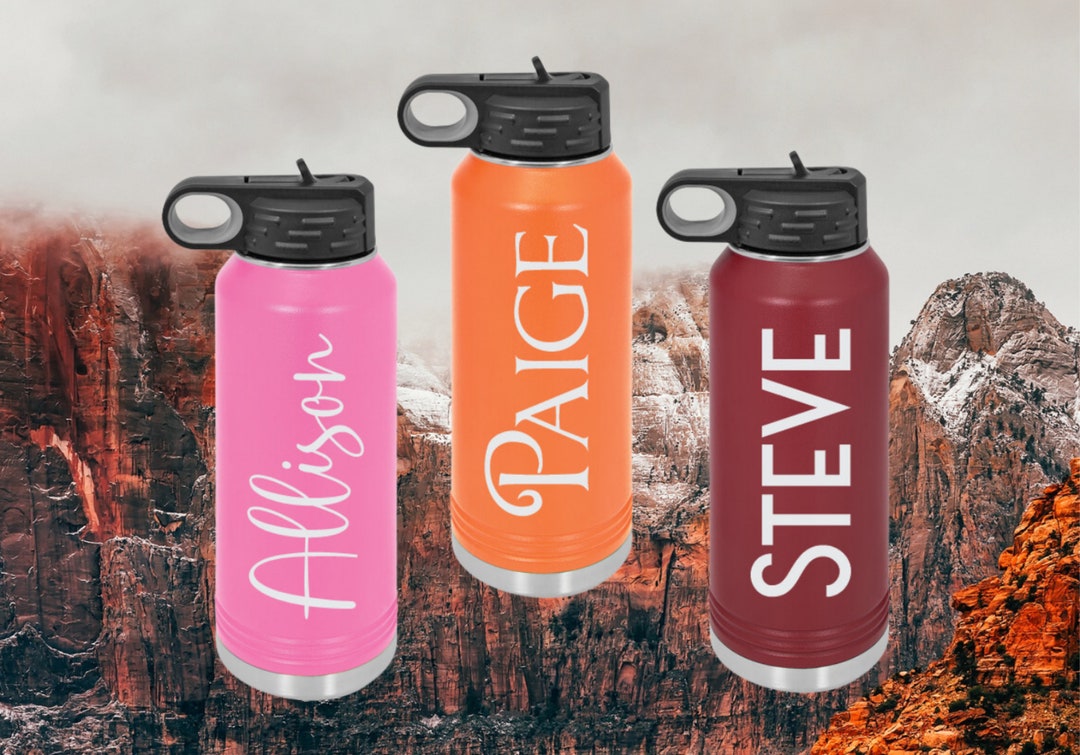 Engraved Water Bottles With Straw, Personalized Insulated Water Bottle ...