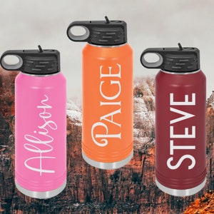 Personalized Insulated Water Bottle: Engraved Polar Camel with Straw