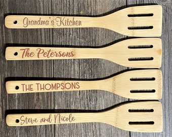 Engraved Bamboo Spatula, Bamboo Spatula, Personalized Wooden Spatula, Cooking Gift, Chef Gift, Kitchen Gadget, Cooks, Wooden Spatula