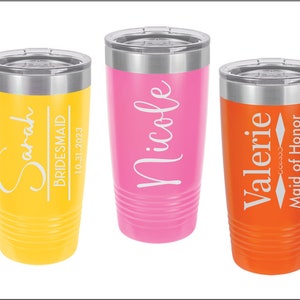 Personalized Tumbler, Custom Tumbler, Insulated Tumbler, 20oz Tumbler, Bridesmaid Gift, Wedding Party Gift, Groomsman Gift