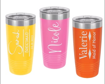 Personalized Tumbler, Custom Tumbler, Insulated Tumbler, 20oz Tumbler, Bridesmaid Gift, Wedding Party Gift, Groomsman Gift