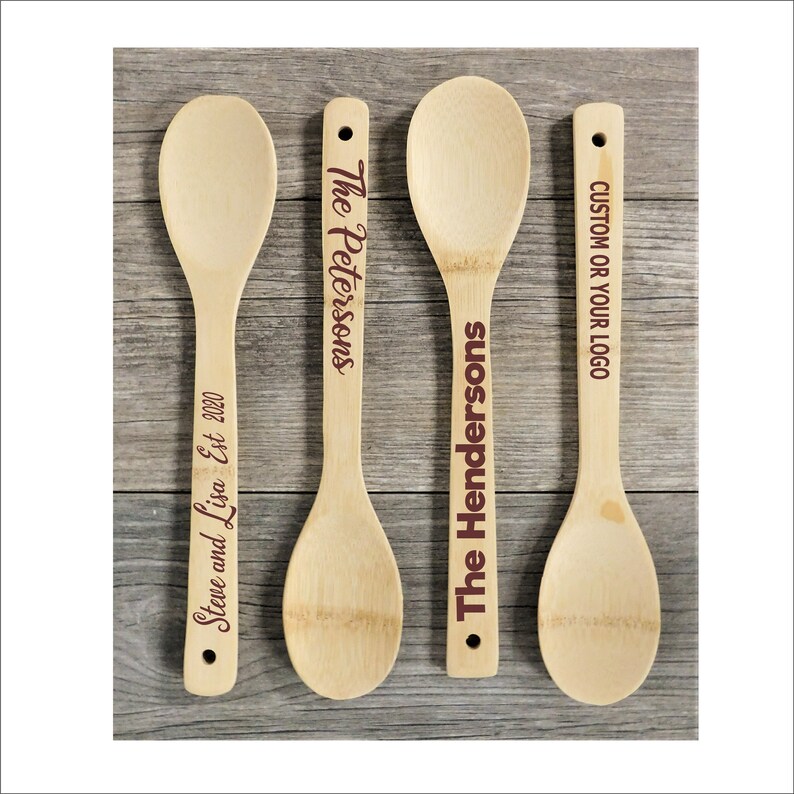 Engraved Bamboo Spoon Wooden Spoon Personalized Bamboo Etsy