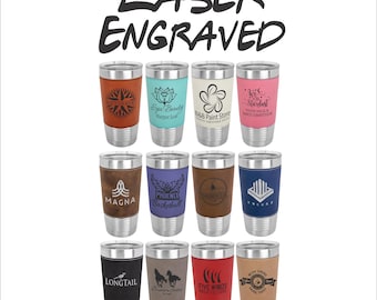 Leatherette Wrapped 20oz Tumbler – Personalized Engraved Travel Cup, Custom Name or Logo