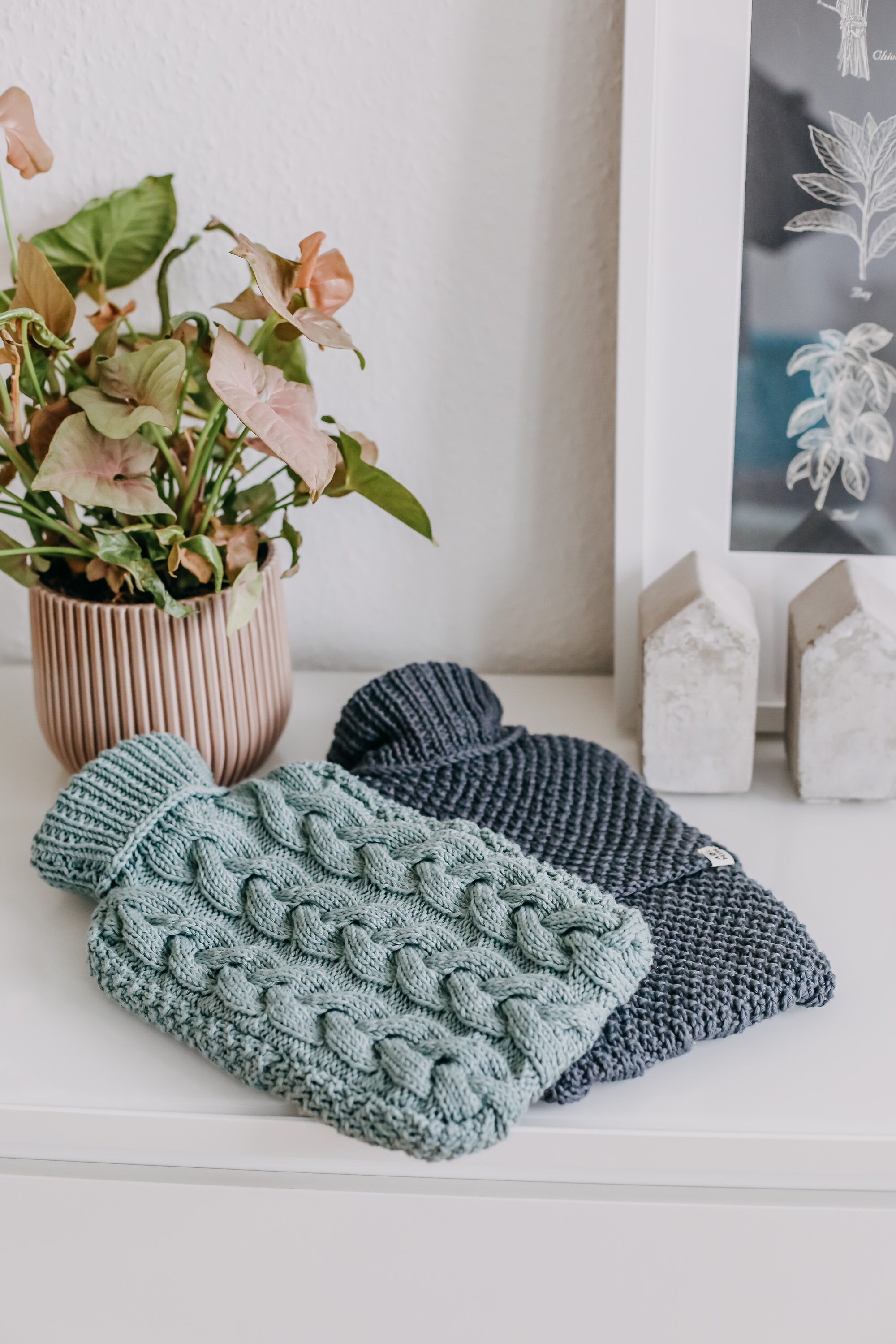 Instructions Knitted Hot Water Bottle Cover With Cable Pattern Digital Etsy