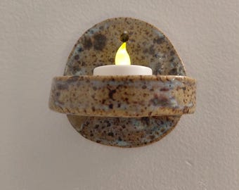 Ceramic Wall Candle Holder, Stoneware Wall Art, Air Fern Holder, Pottery, Altar shelf