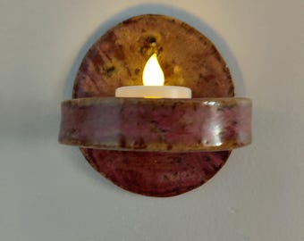 Ceramic Wall Candle Holder, Stoneware Wall Art, Air Fern Holder, Pottery, Altar shelf