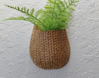 Ceramic Wall Pocket, Stoneware Wall Planter, Air Fern Holder, Pottery Vase