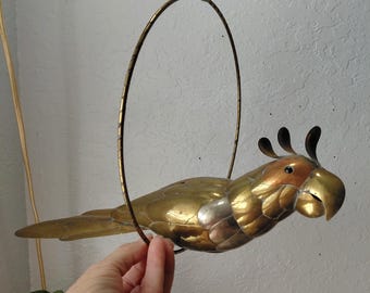 Hanging Brass Parrot on ring