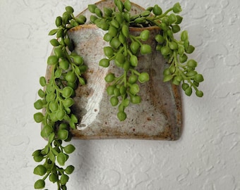 Ceramic Wall Pocket, Stoneware Wall Planter, Air Plant Holder, Pottery Vase