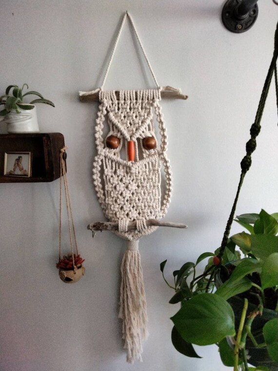 Art & Collectibles Fiber Arts Owl Wall Decor Owl Decor Owl Wall Hanging ...