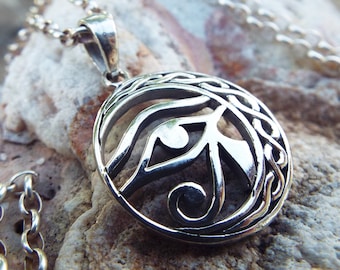 Sterling Silver Eye of Horus Pendant: Ancient Egyptian Third Eye Protection