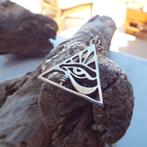 Eye of Horus Eye of Ra Triangle Pendant Silver Third Eye Sterling 925 Ancient Egyptian