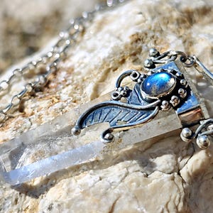 Sterlingzilveren bergkristal labradoriet slinger ketting handgemaakte kristallen sieraden Uniek cadeau