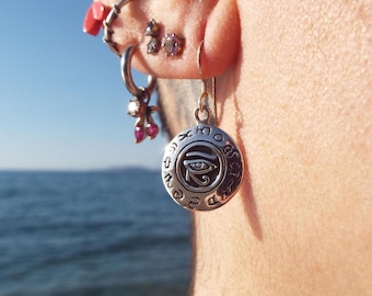 Orecchini Eye Of Horus In Argento Sterling 925 Con Zirconia - Simbolo Protezione Egiziano - YEESIA