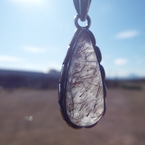 Sterling Silver Rutilated Quartz Jewelry Pendant Gemstone Crystal Handmade Vintage Unique Necklace