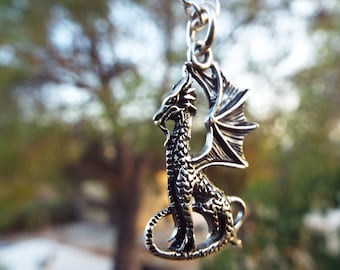 Sterling Silver Dragon Snake Serpent Jewelry Pendant Handmade Vintage Necklace Gothic Magic