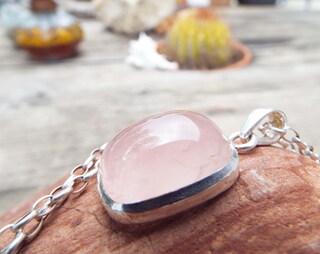 Ciondolo In Quarzo Rosa E Argento 925 - Pietra Preziosa Naturale - Regalo Bohémien Per Lei