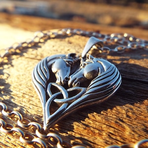 Sterling Silber Pferde Herz Triquetra Anhänger Pferd handgemachter Schmuck