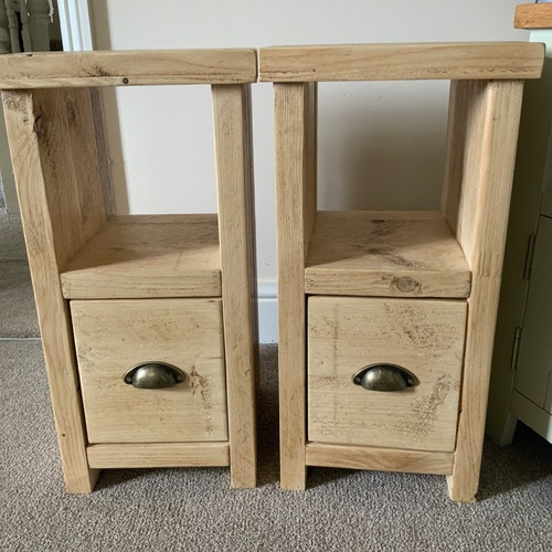 Handmade Rustic Reclaimed Narrow Bedside per Pair. Etsy