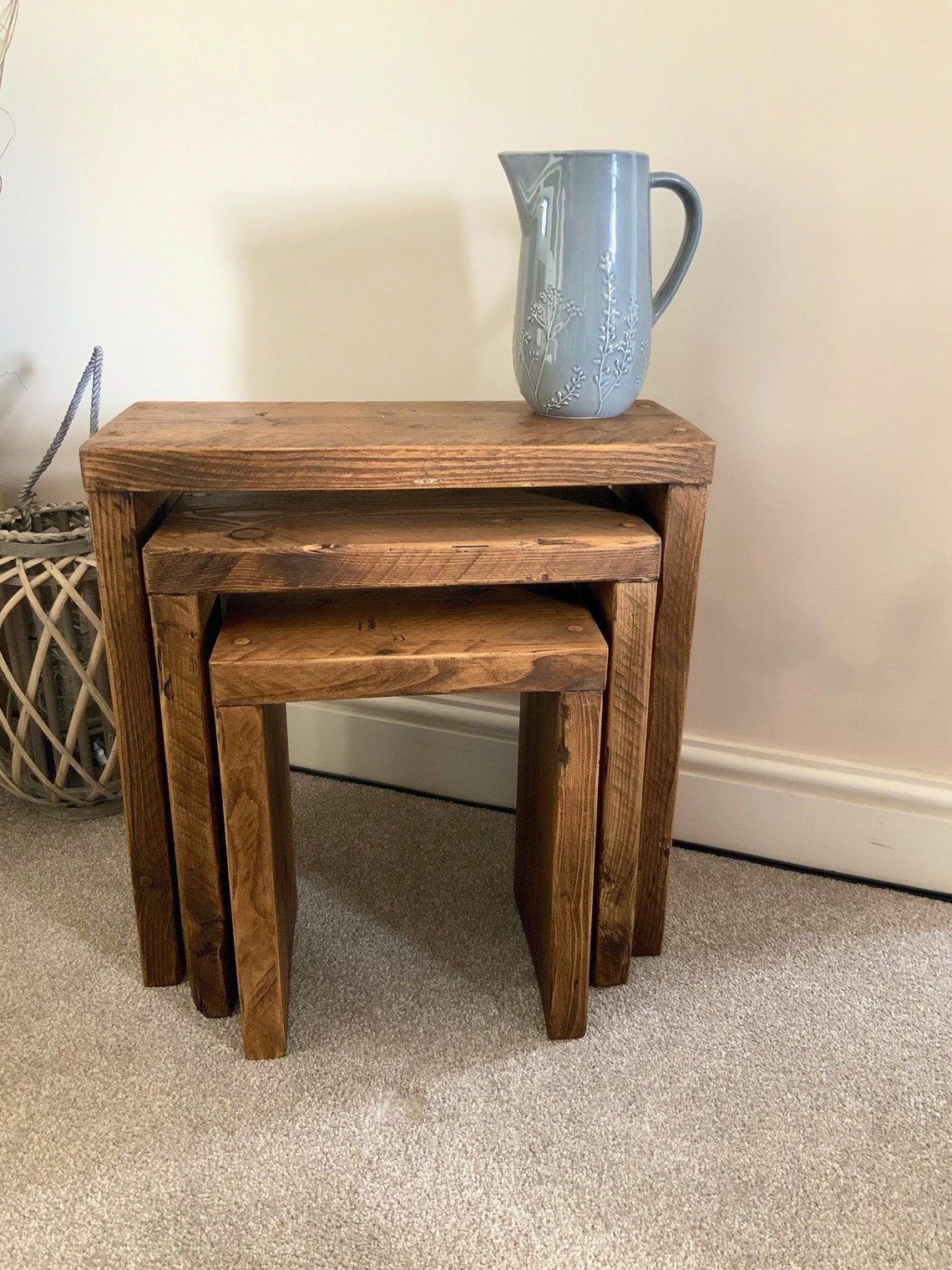 Rustic nest of tables. Dark oak Etsy