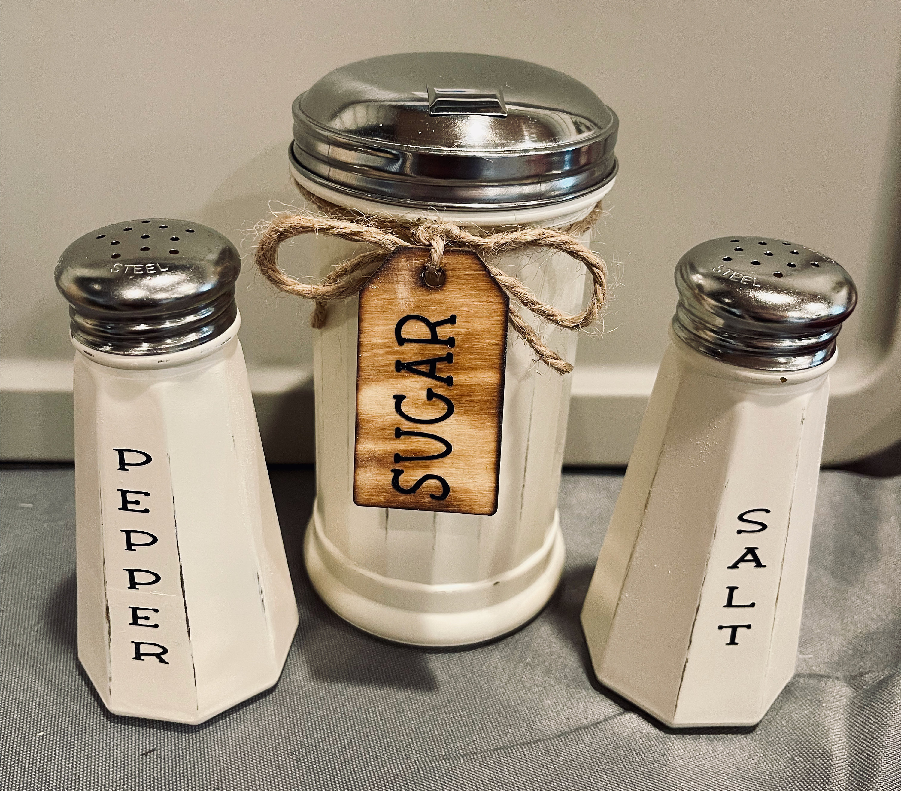 Salt, Pepper and Sugar Shakers, Rustic Salt and Pepper, Rustic Sugar Etsy