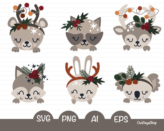 Download Clip Art Boho Animal Face Clipart Bohemian Animals Svg Baby Animal Faces Svg Boho Clipart Svg Bear Bunny Koala Lion Panda Clipart Commercial Use Art Collectibles