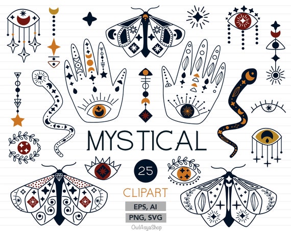 Download Mystical Clipart Moth Svg Celestial Clipart Magic Set Moon Svg Etsy