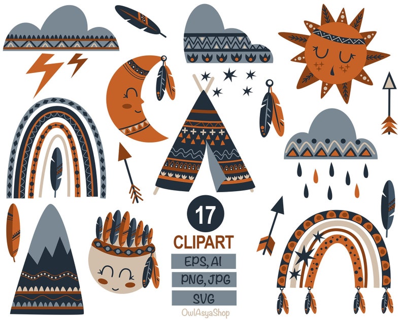 Download Baby weather clipart Rainbow svg Modern boho nursery Moon ...