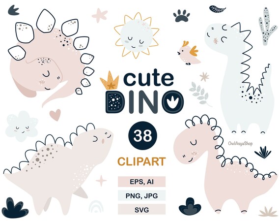 Download Cute Dinosaur Svg Clipart Set Baby Animals Vector Cute Animals Etsy PSD Mockup Templates