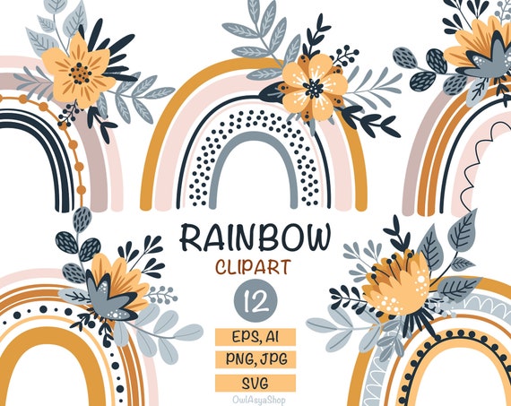 Download Rainbow Clipart Rainbow Svg Pastel Rainbow Baby Shower Flower Etsy